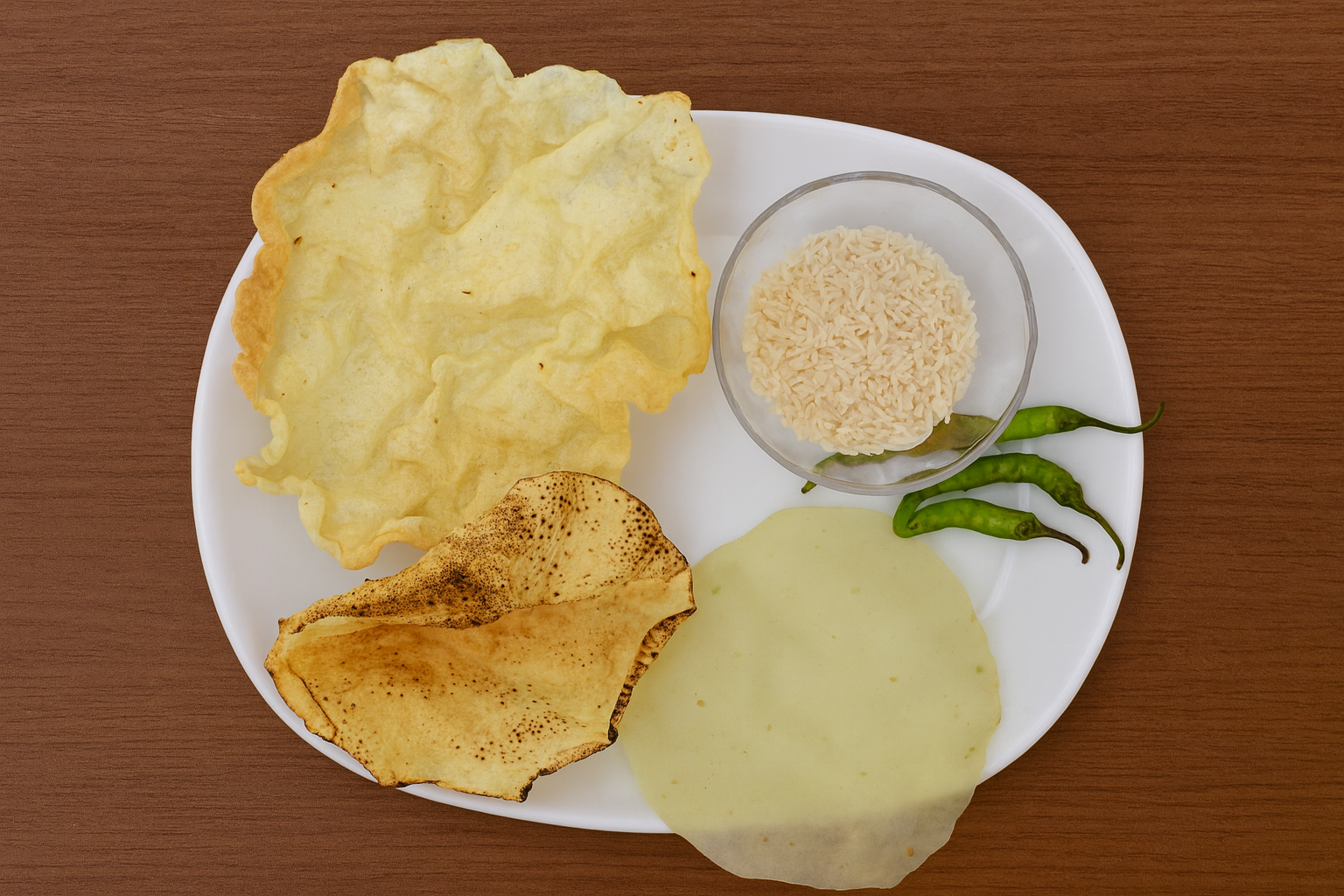 Chokha - lila marcha khichiya papads (70pcs)- Made for spice lovers – an explosive taste of rice and green chili!